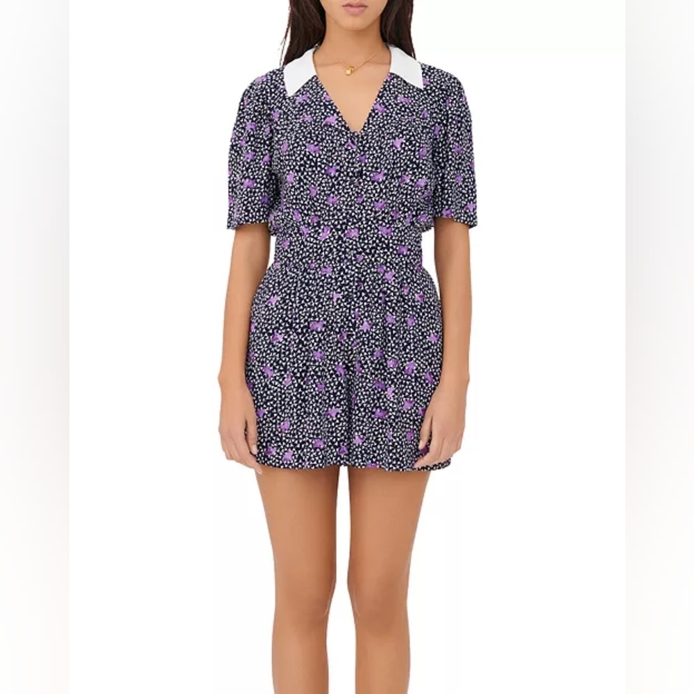 Maje Black and Purple Floral Romper